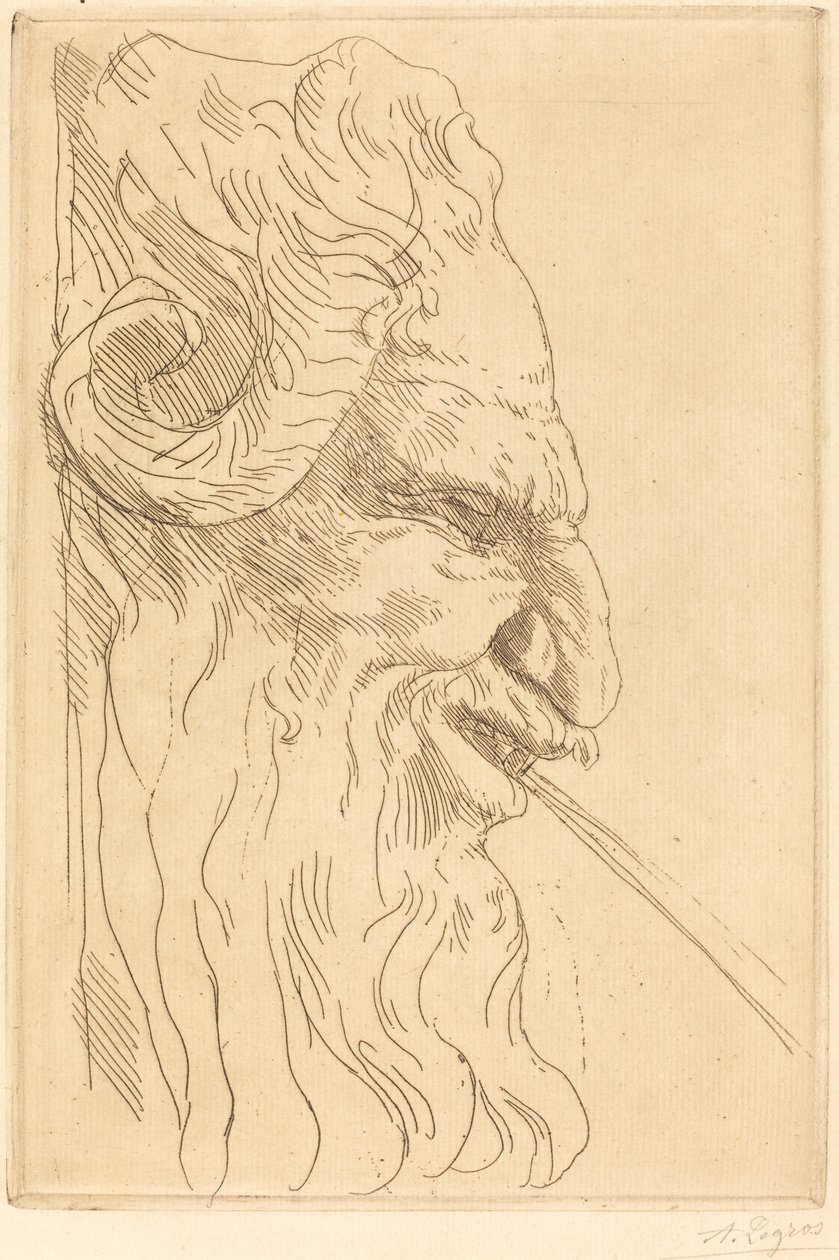 Bir Satyr Tete de satyre Başkanı. by Alphonse Legros