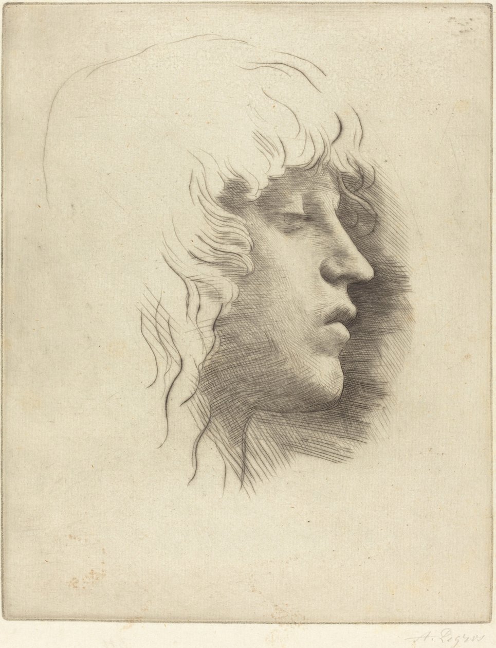 genç bir kızın başı by Alphonse Legros