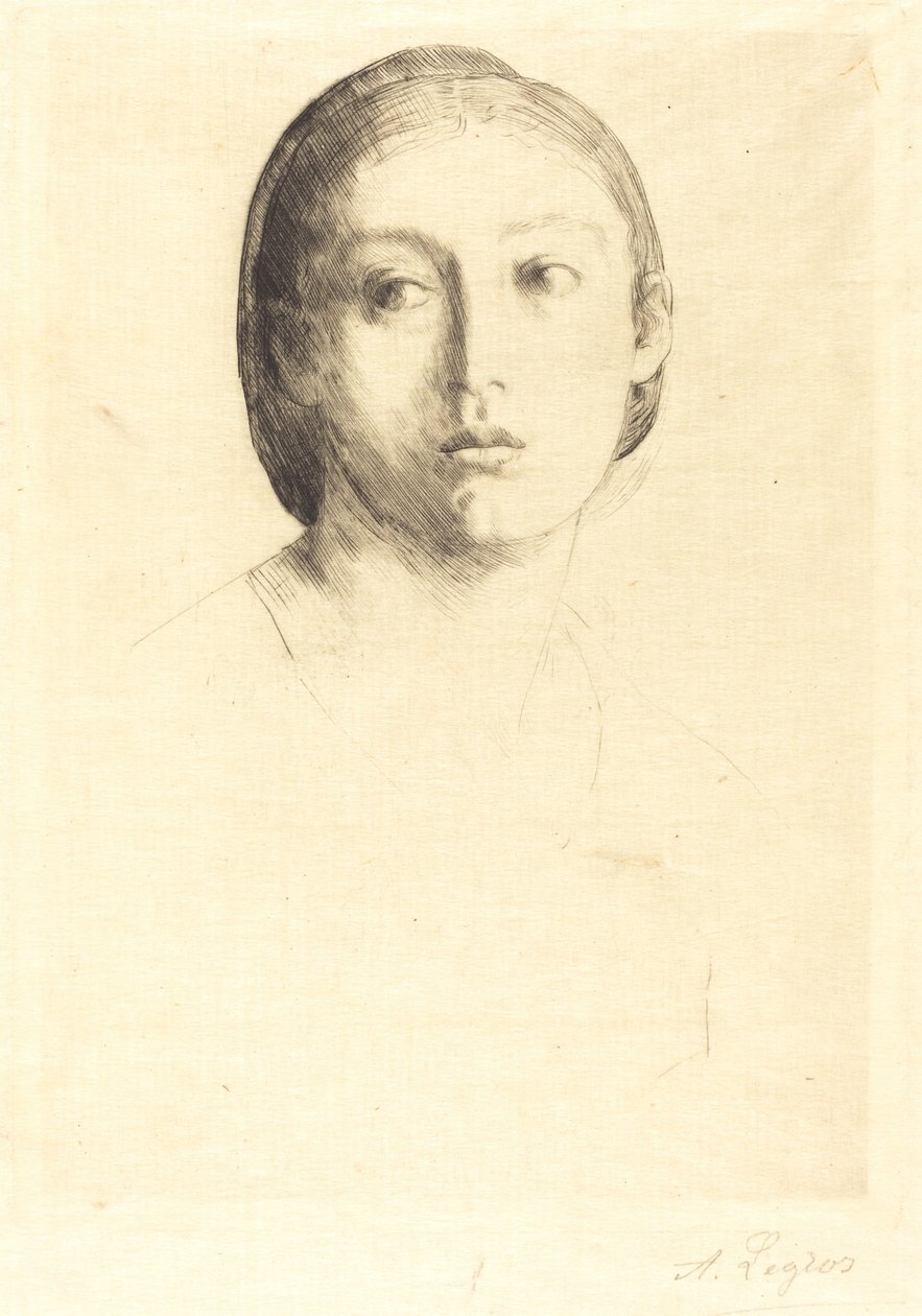 genç bir kızın başı by Alphonse Legros