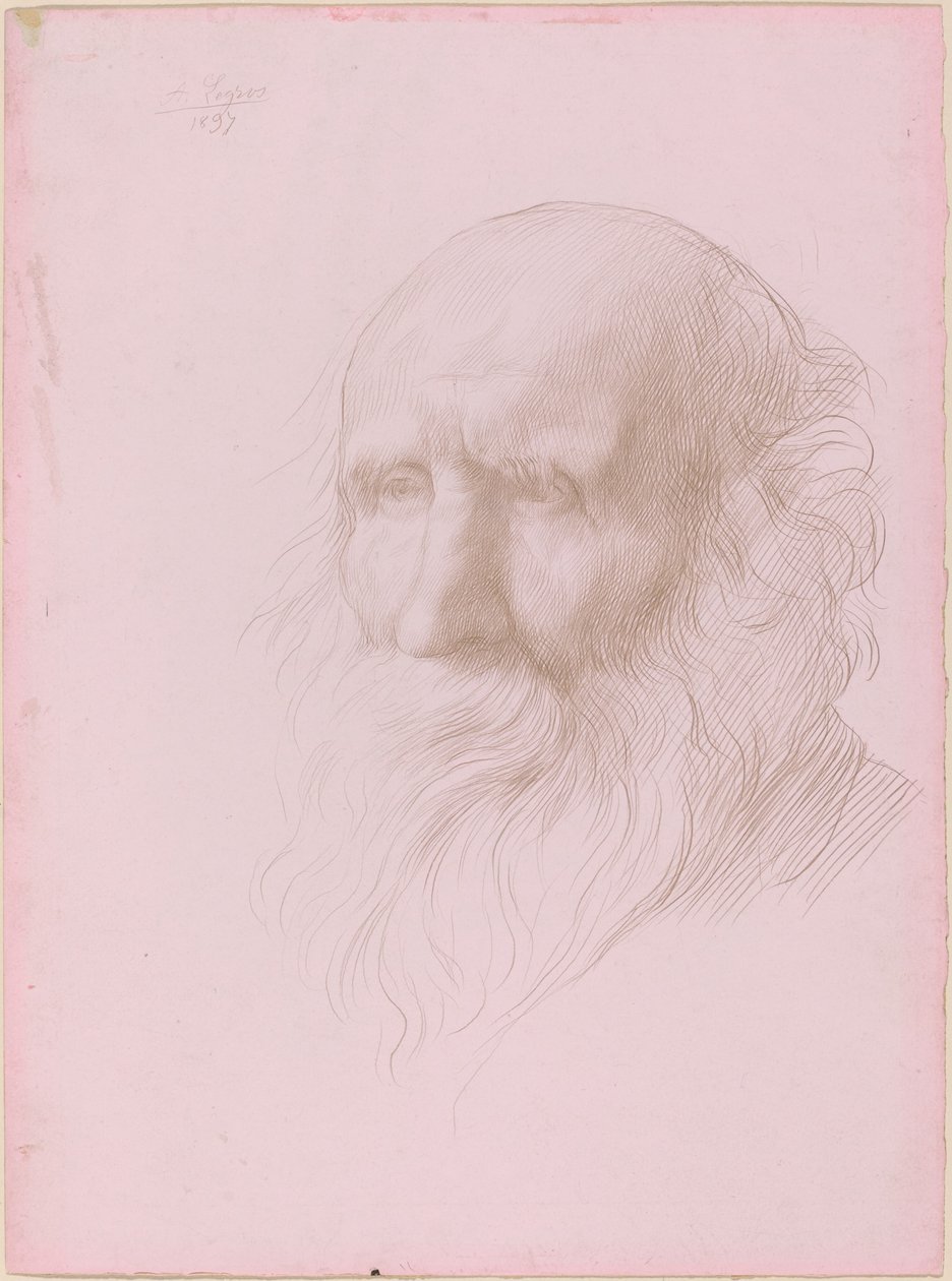 Yaşlı Bir Adamın Başı, 1897. by Alphonse Legros