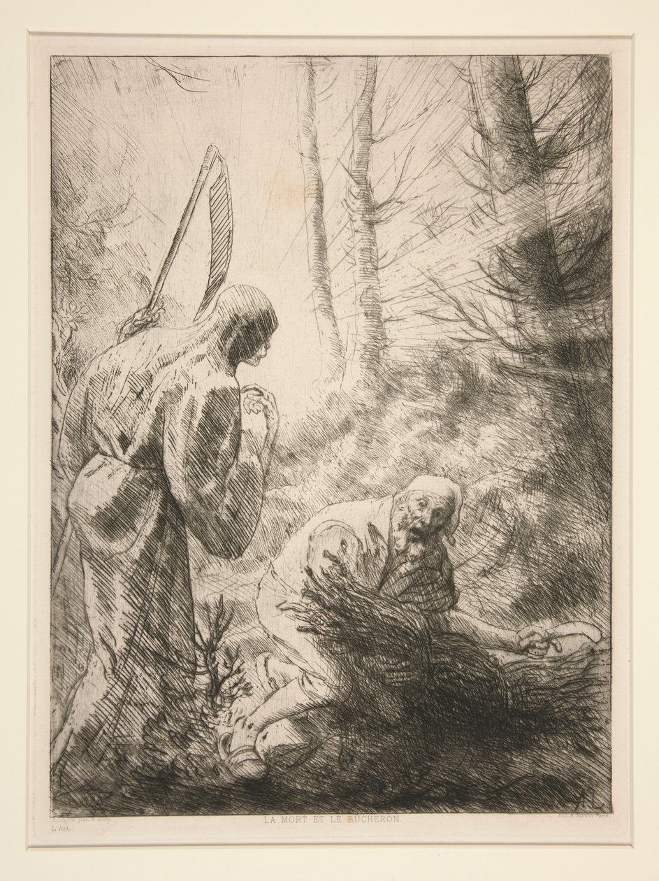La Mort, le Bucheron, No. 2 (Ölüm ve Oduncu) by Alphonse Legros