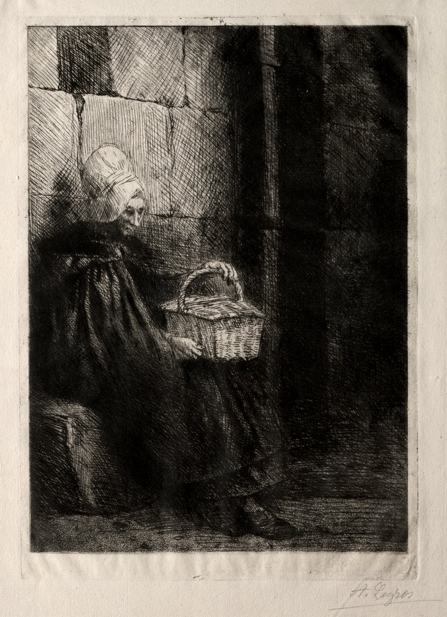 Sepetli Kadın denilen Boulogne Çevresinde Manzara by Alphonse Legros