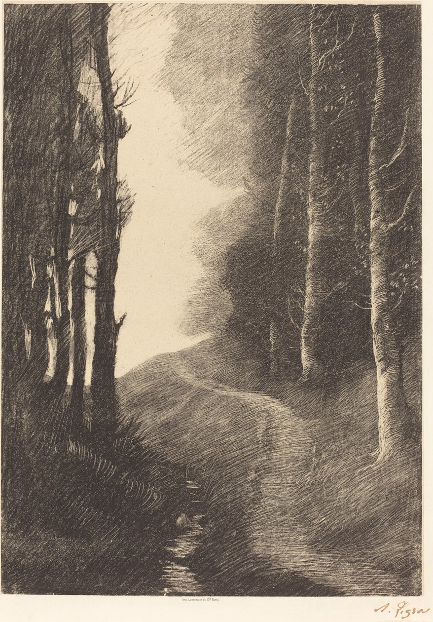 Huş Ağaçları ile Manzara by Alphonse Legros