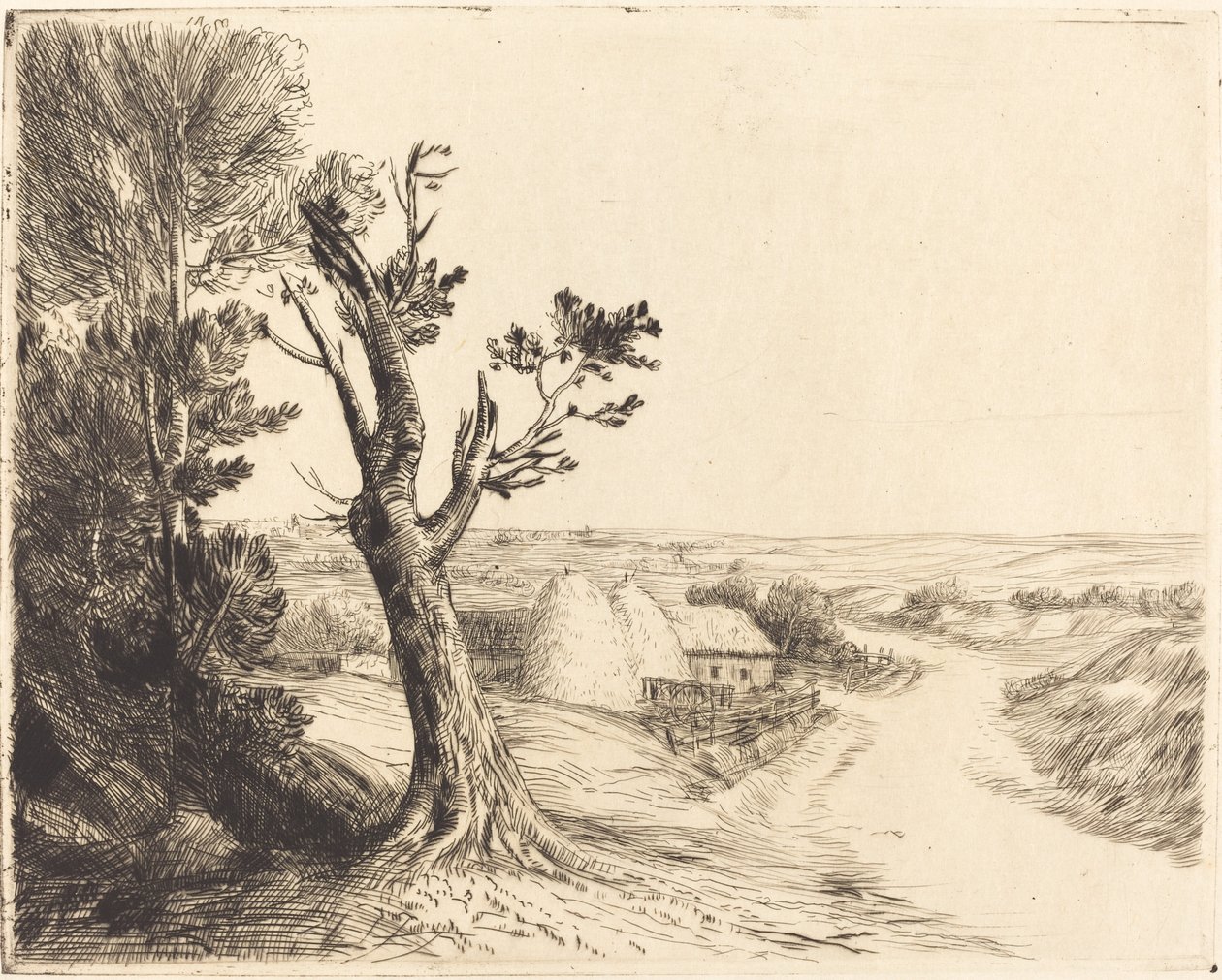 Saman Yığınları ile Peyzaj by Alphonse Legros