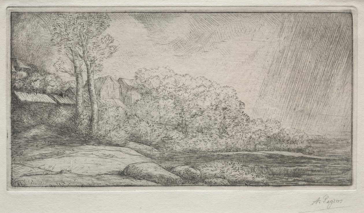 İki Ağaçlı Manzara by Alphonse Legros