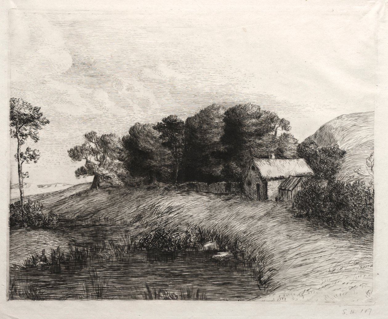 Gölet ile Manzara. by Alphonse Legros