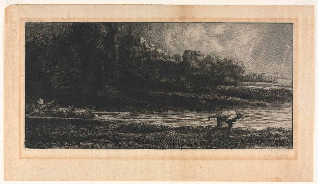 Tekne ile Manzara. by Alphonse Legros