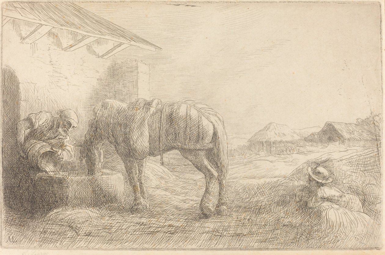 Atı Sulayan Adam by Alphonse Legros