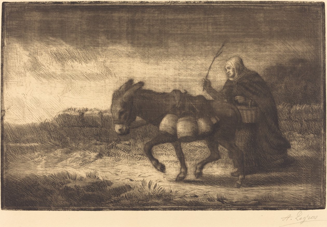 Boulogne Sütçü Kızı, 1. plaka Laitiere a Boulogne. by Alphonse Legros