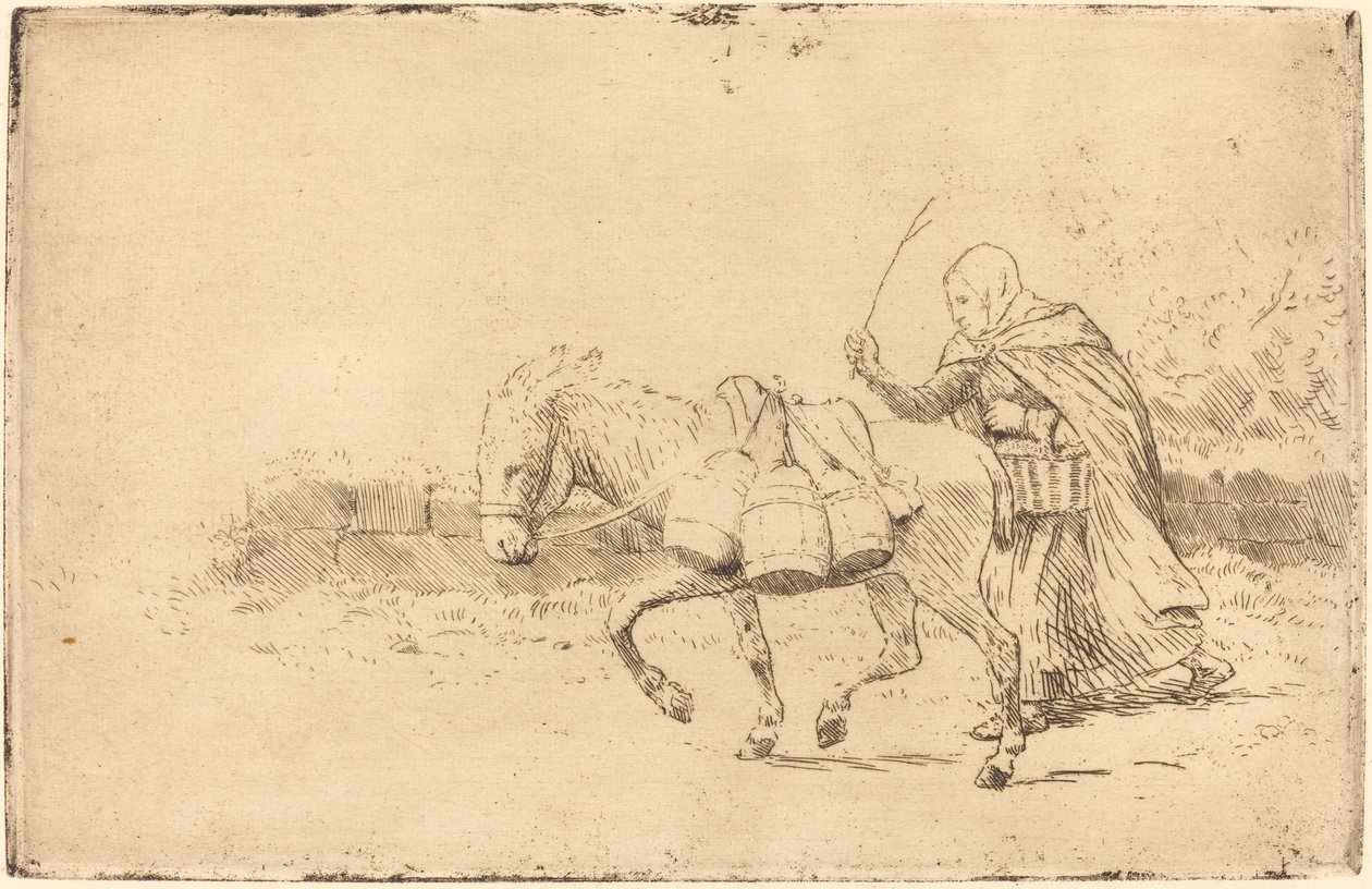 Boulogne Sütçü Kızı, 1. plaka Laitiere a Boulogne. by Alphonse Legros