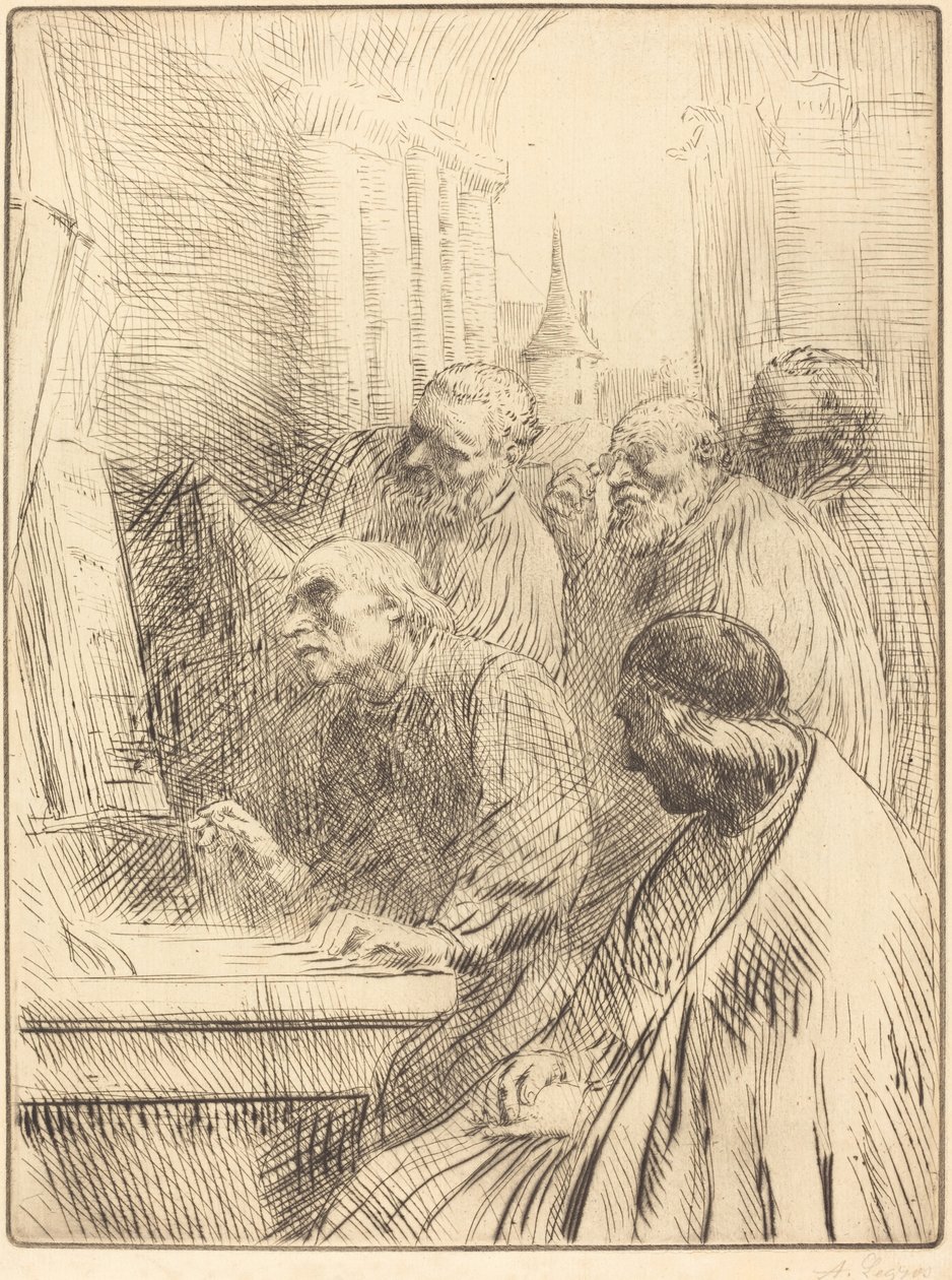 Kilisedeki Rahipler (Les moines a l'eglise) by Alphonse Legros