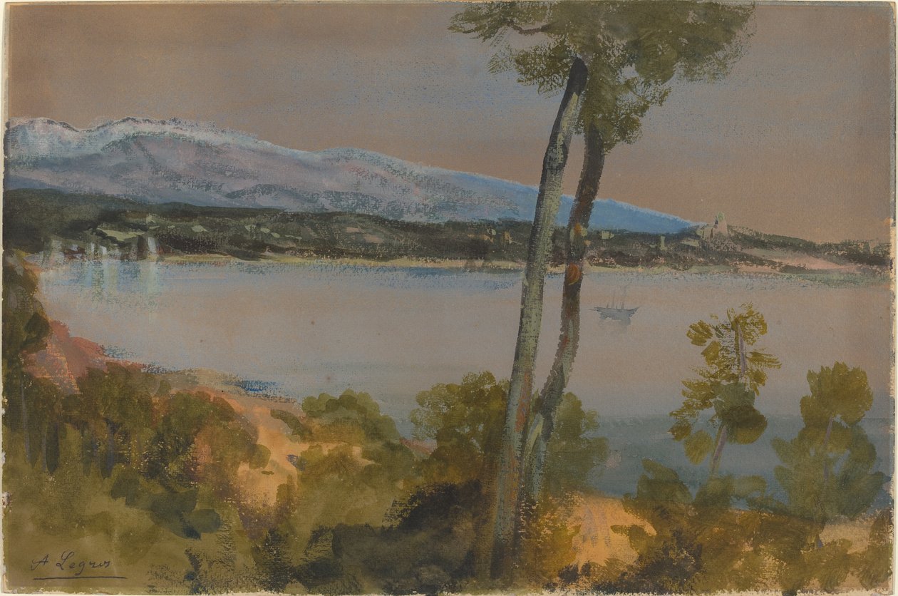 Bir Gölün Ötesinde Görülen Dağlar by Alphonse Legros