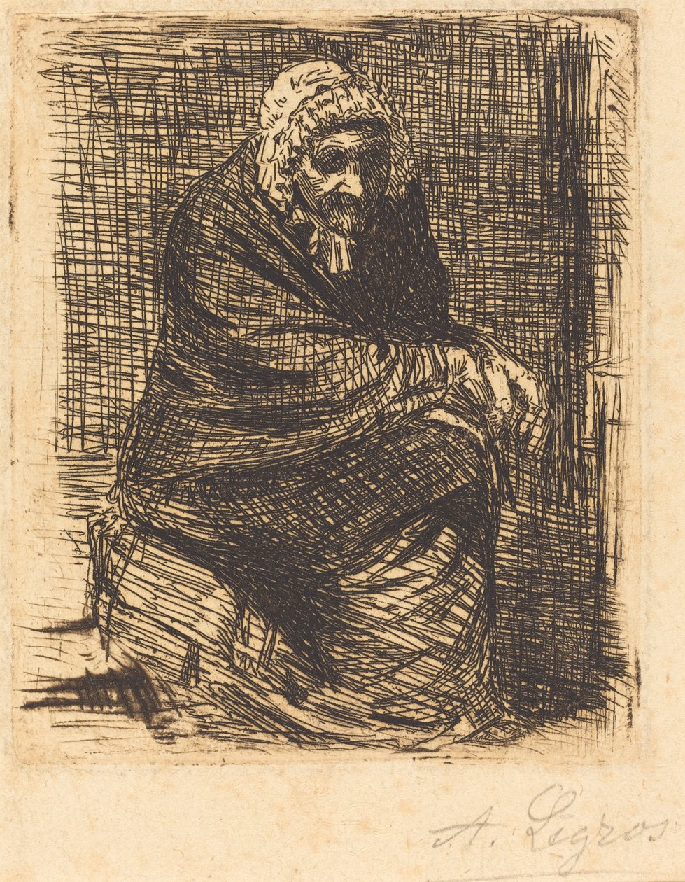 Yaşlı Kadın Oturan by Alphonse Legros
