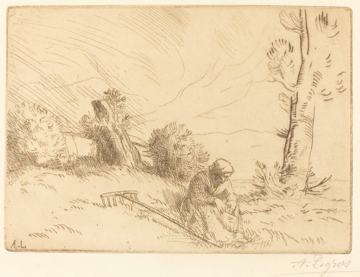 Bir Çitte Oturan Köylü Kadın by Alphonse Legros