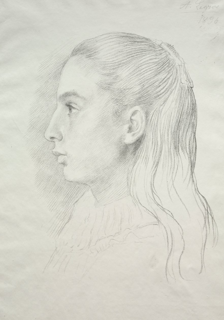 Bayan Nora E. Legros'un Portresi by Alphonse Legros