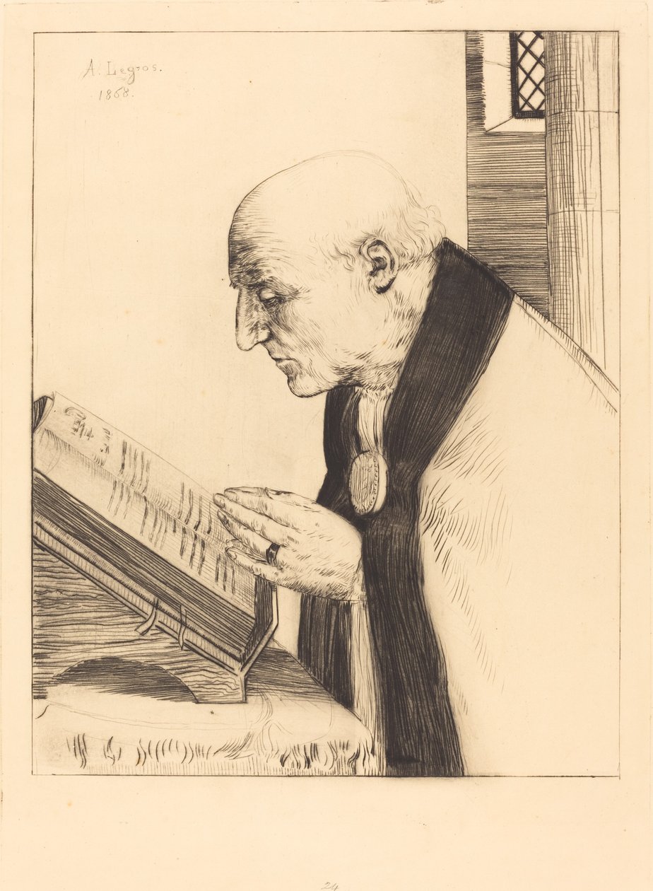 Günün Ofisi'nin Okunması La konferans de l'office, 1868. by Alphonse Legros