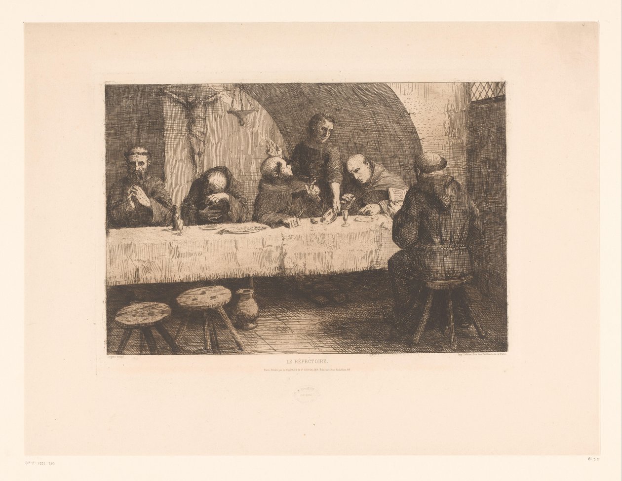 Dua eden rahiplerle yemekhane Le réfectoire (nesne üzerindeki başlık) by Alphonse Legros