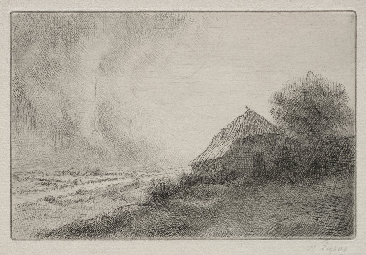 Bir Yamaçta Yıkık Ev by Alphonse Legros