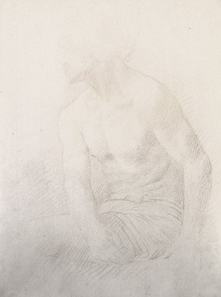 Oturan Erkek Çıplak (kağıt üzerinde kahverengi tebeşir) by Alphonse Legros