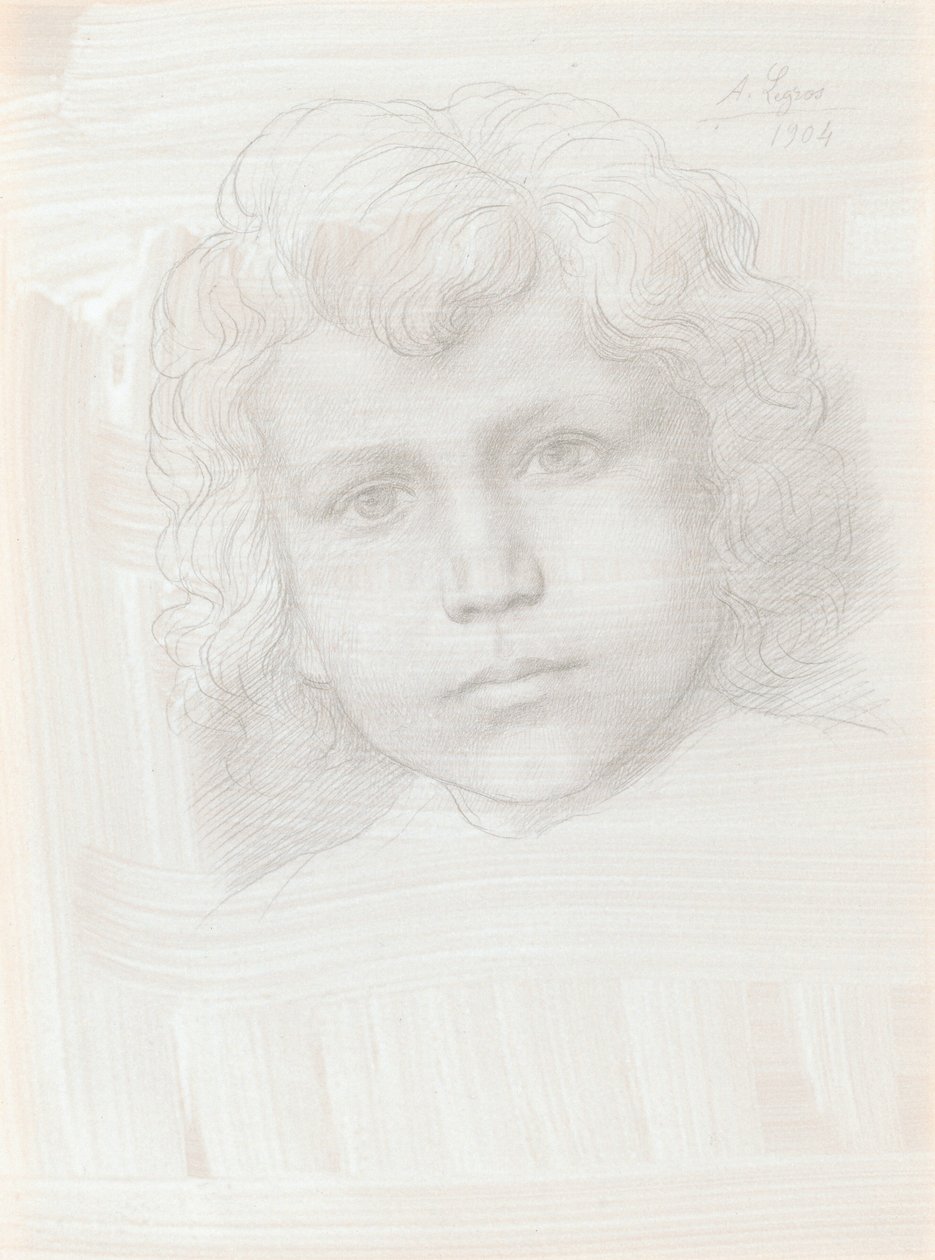 Bir Kızın Aşk Tanrısı Kafası Çalışması, 1904. by Alphonse Legros