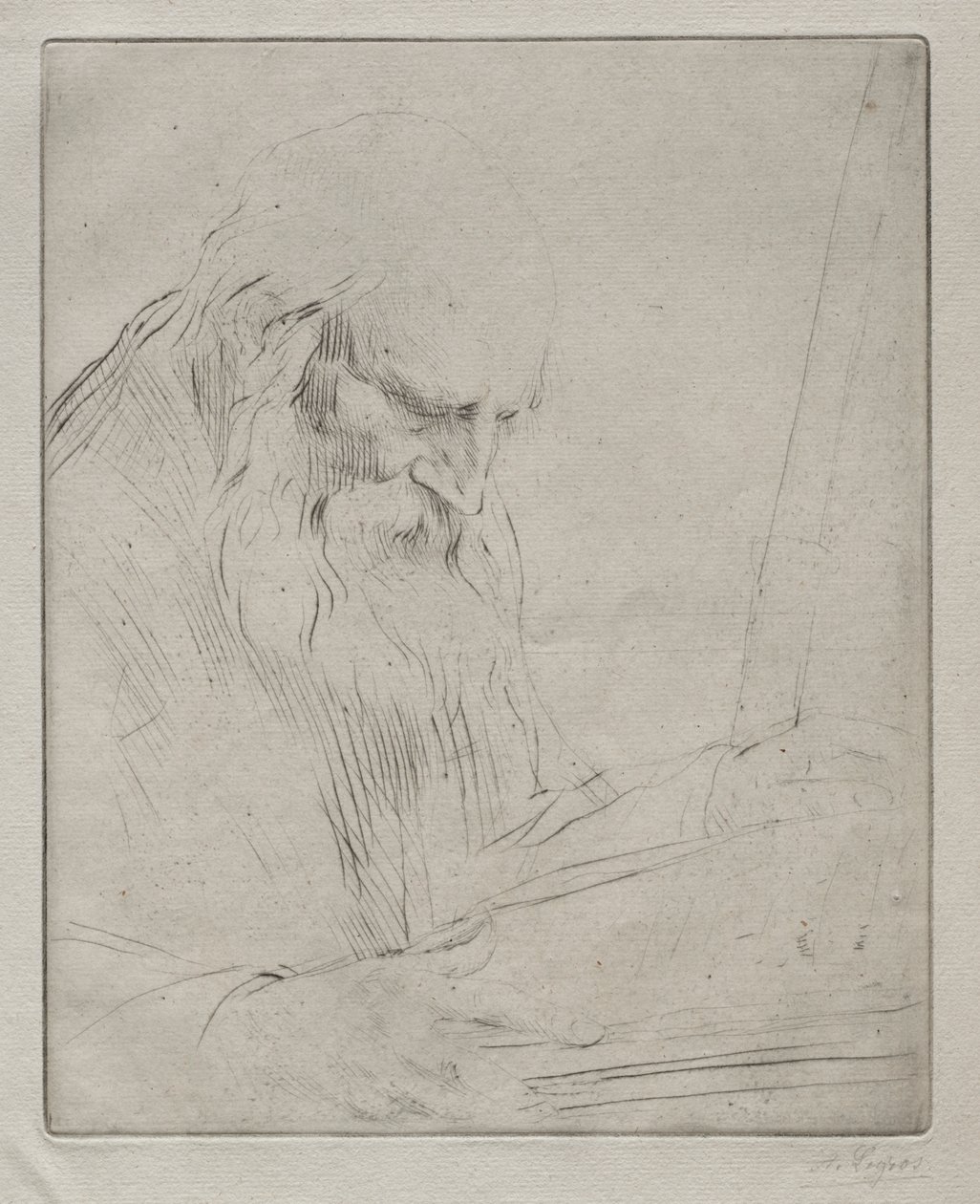 Bir Adam Okuma Çalışması by Alphonse Legros