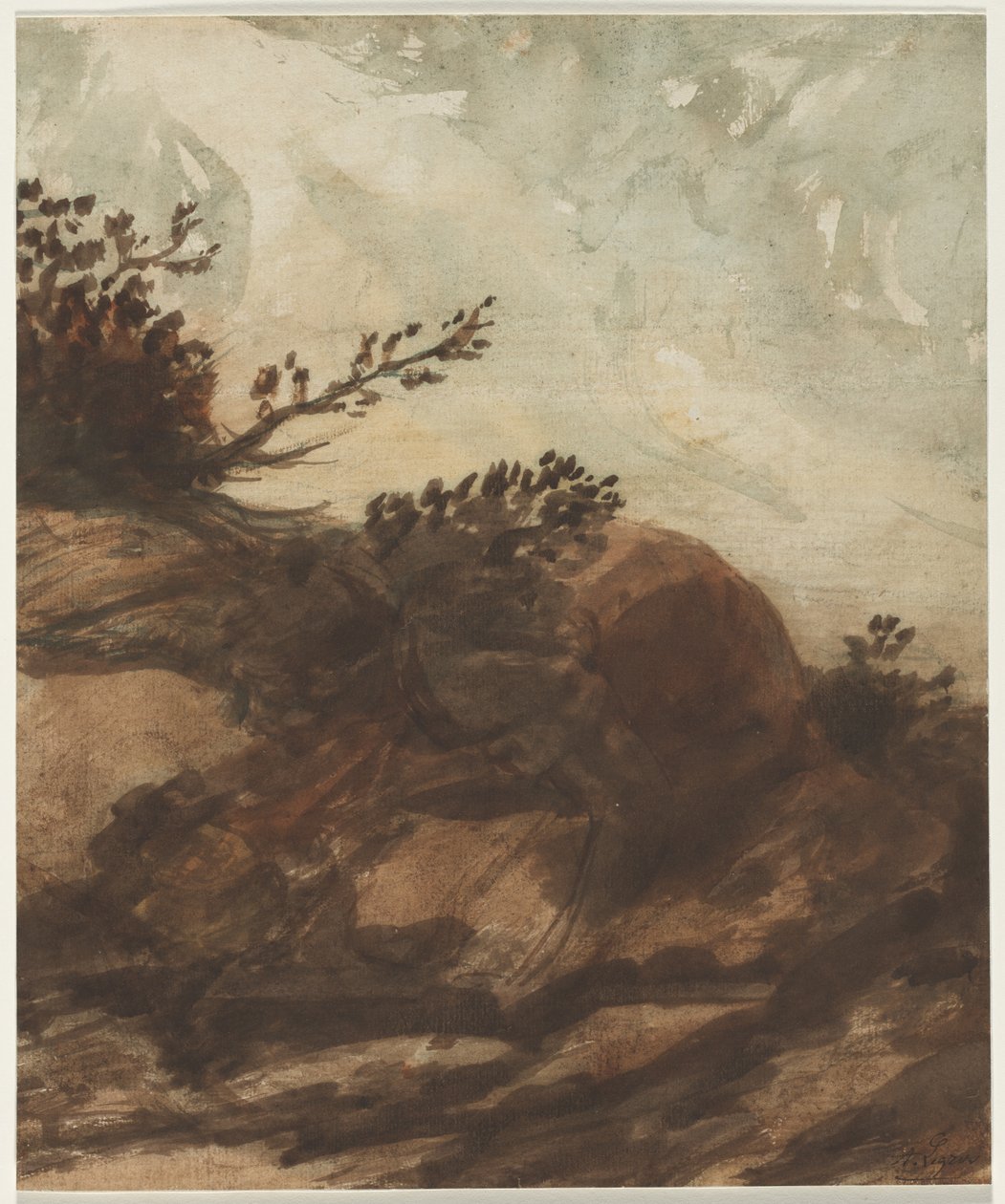 Tepenin Üzerinde Gün Batımı by Alphonse Legros