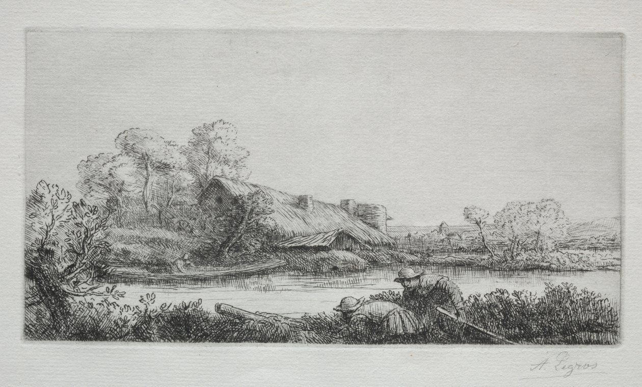 Nehirdeki Çiftlik (La Ferme Sur La Rivière: Akşam Etkisi) by Alphonse Legros