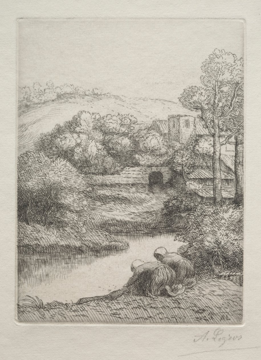 Çamaşır Kadınları Le Lavoir, Dite Les Laveuses olarak adlandırılan Çamaşırhane. by Alphonse Legros