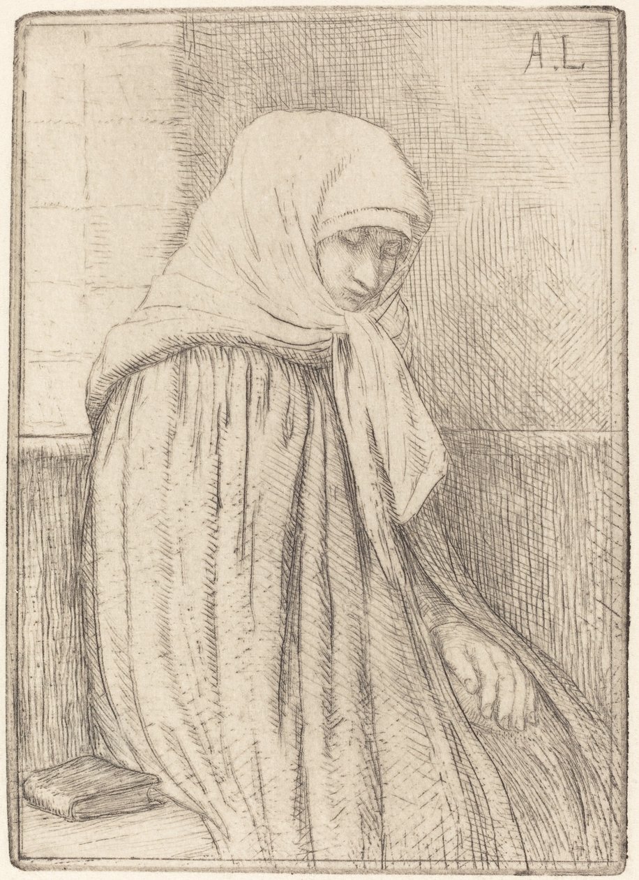 Kilisede Oturan Genç Köylü by Alphonse Legros