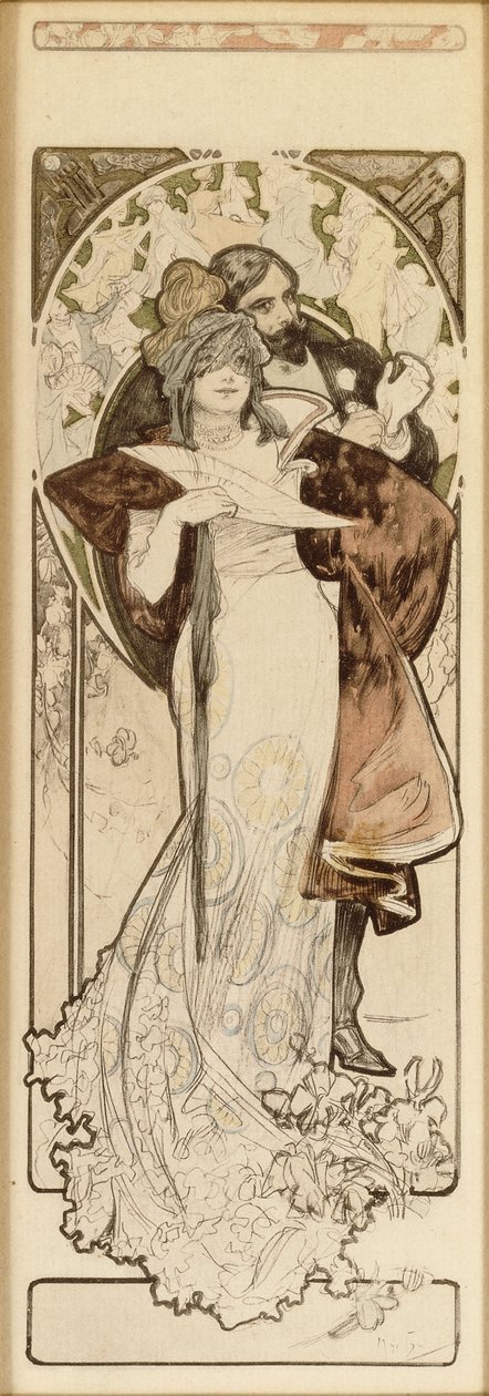 Litograf için bir model "Program 27 Ekim 1900", c. 1900 by Alphonse Mucha