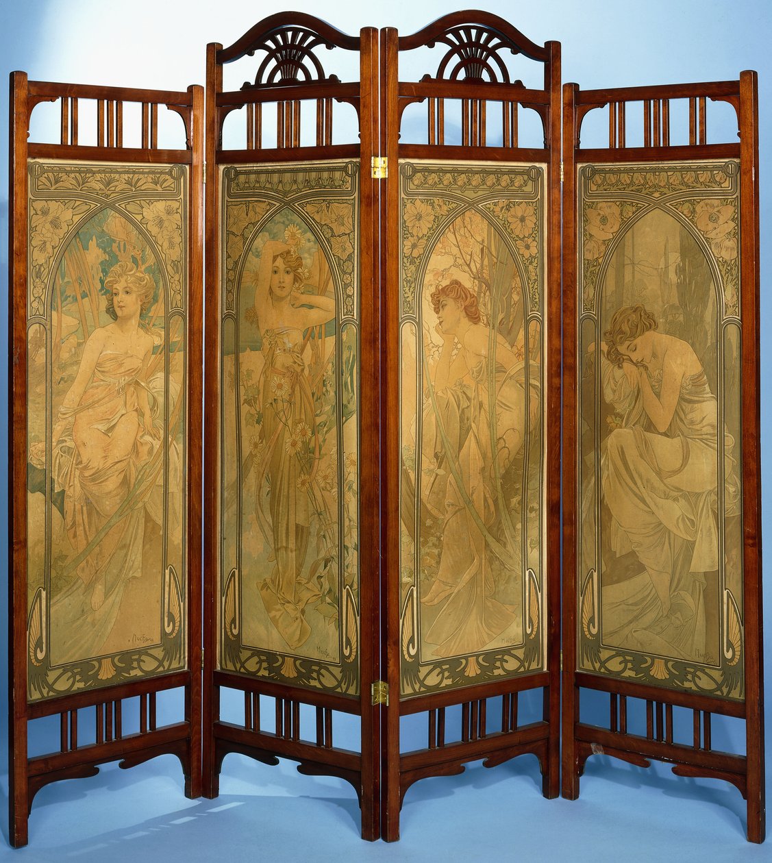 Art Nouveau ekran, Eveil Matin, Eclat du Jour, Reverie du Soir ve Repos de la Nuit