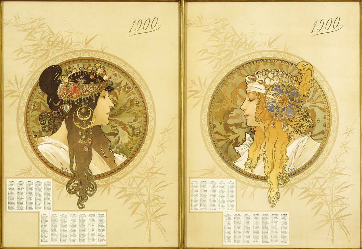 Bizans Başları; Tetes Bizanslılar, 1900 by Alphonse Mucha