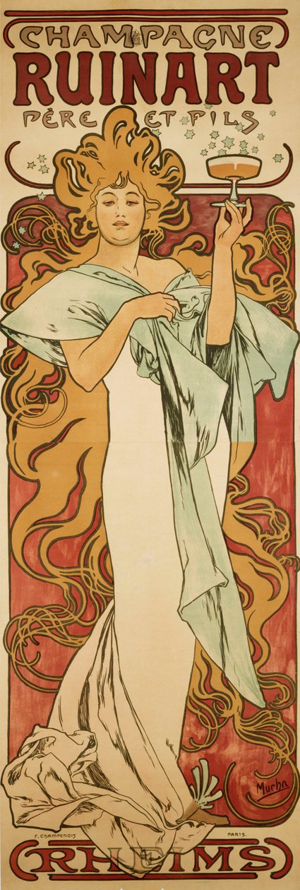 Şampanya Harabeleri, 1896 by Alphonse Mucha