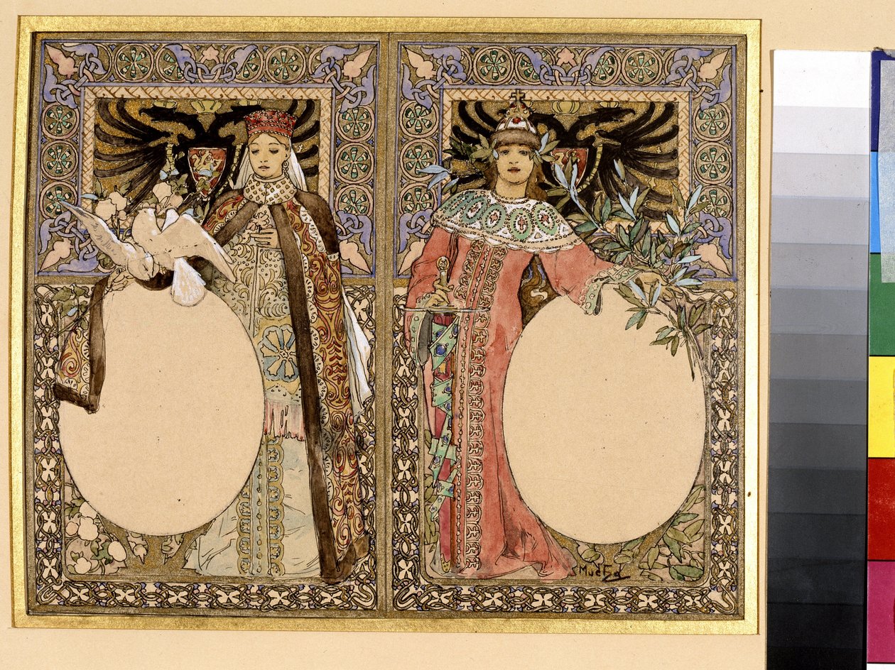 Bir kitabın illüstrasyonu (masal veya efsaneler). Alfons Maria Mucha