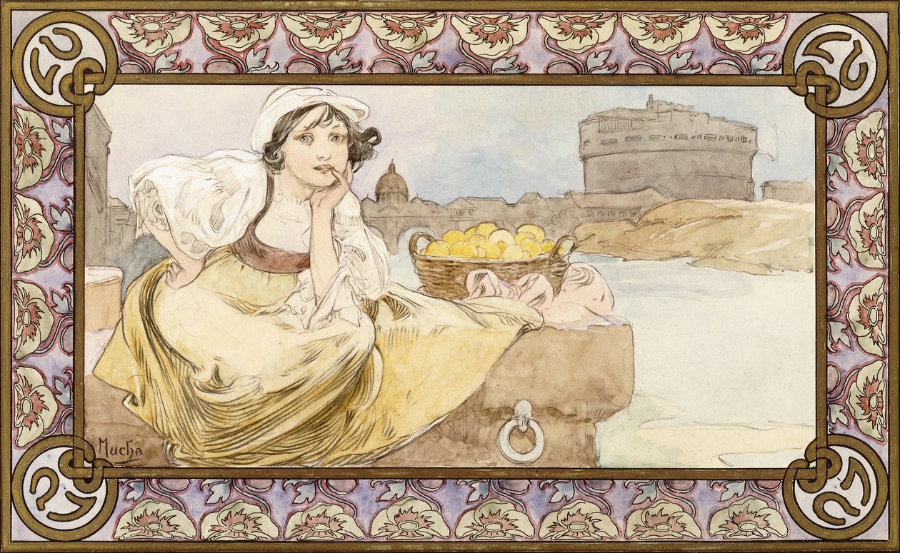 İtalyan Kız, 1900 by Alphonse Mucha
