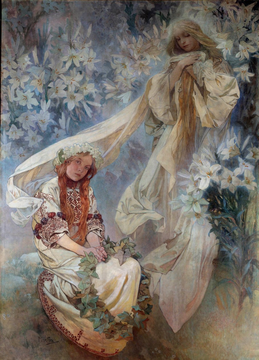 La Madonna au Lys Tablo Alphonse Mucha (1860-1939) tarafından 1905 Özel Koleksiyon by Alphonse Mucha