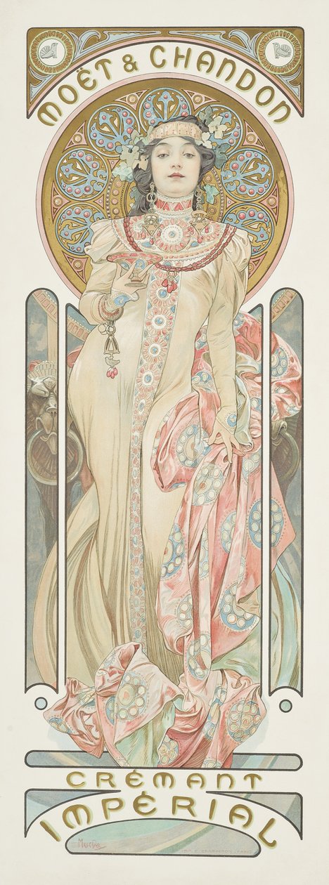"Moet & Chandon Dry Imperial" şampanyasının reklam afişi, 1899 by Alphonse Mucha