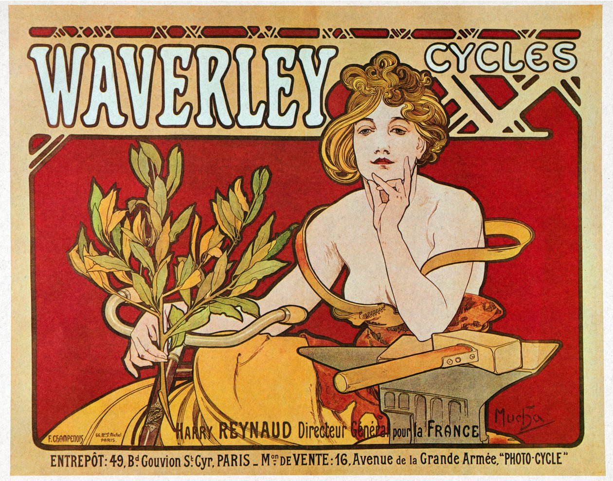 Poster reklamı Waverley döngüleri by Alphonse Mucha