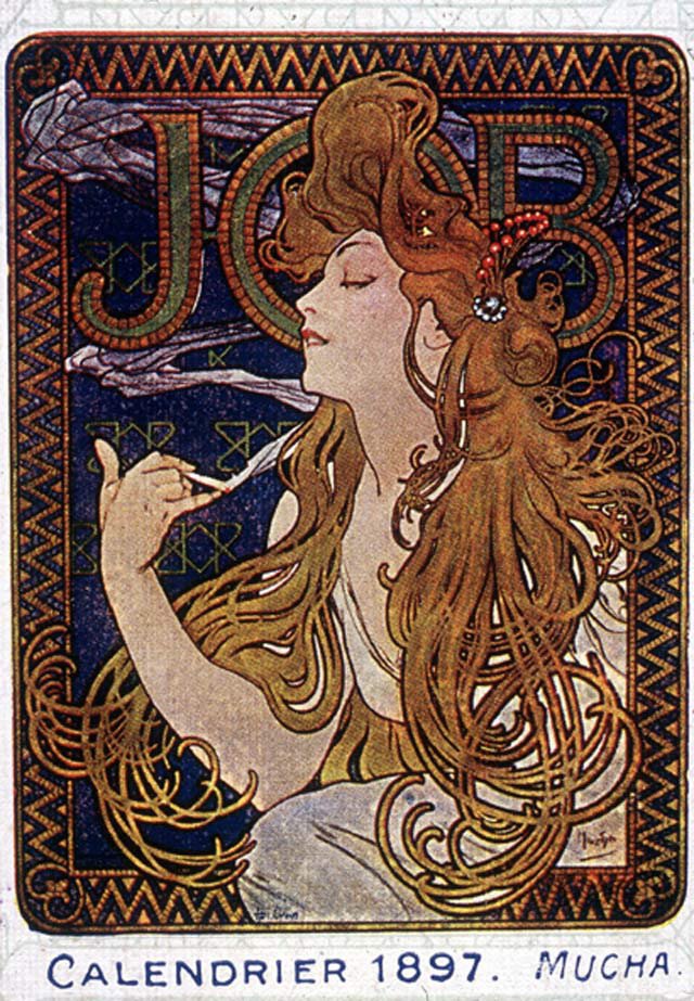 Ressam Mucha tarafından yapılmış, Toulouse'daki Job kağıt fabrikalarının posteri. 1897. by Alphonse Marie Mucha