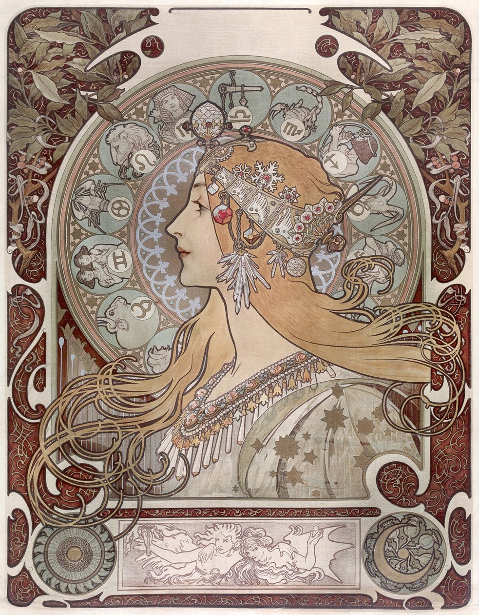 Zodyak - Alfons Marie Mucha (1860-1939). renkli litografi by Alphonse Mucha