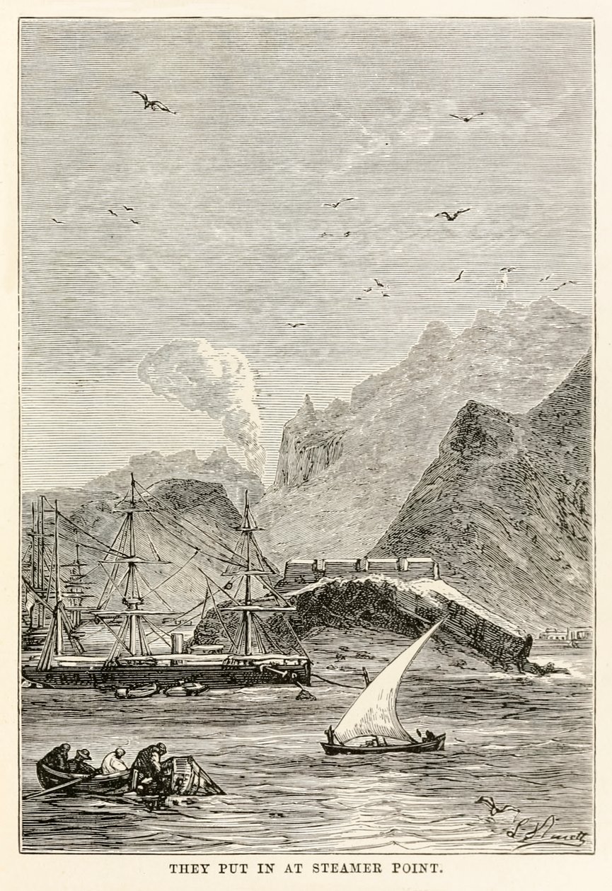 Louis Dumont (d. 1822) tarafından oyulmuş Jules Verne (1828-1905) tarafından "Seksen Günde Devriye" adlı eserinden Steamer Point