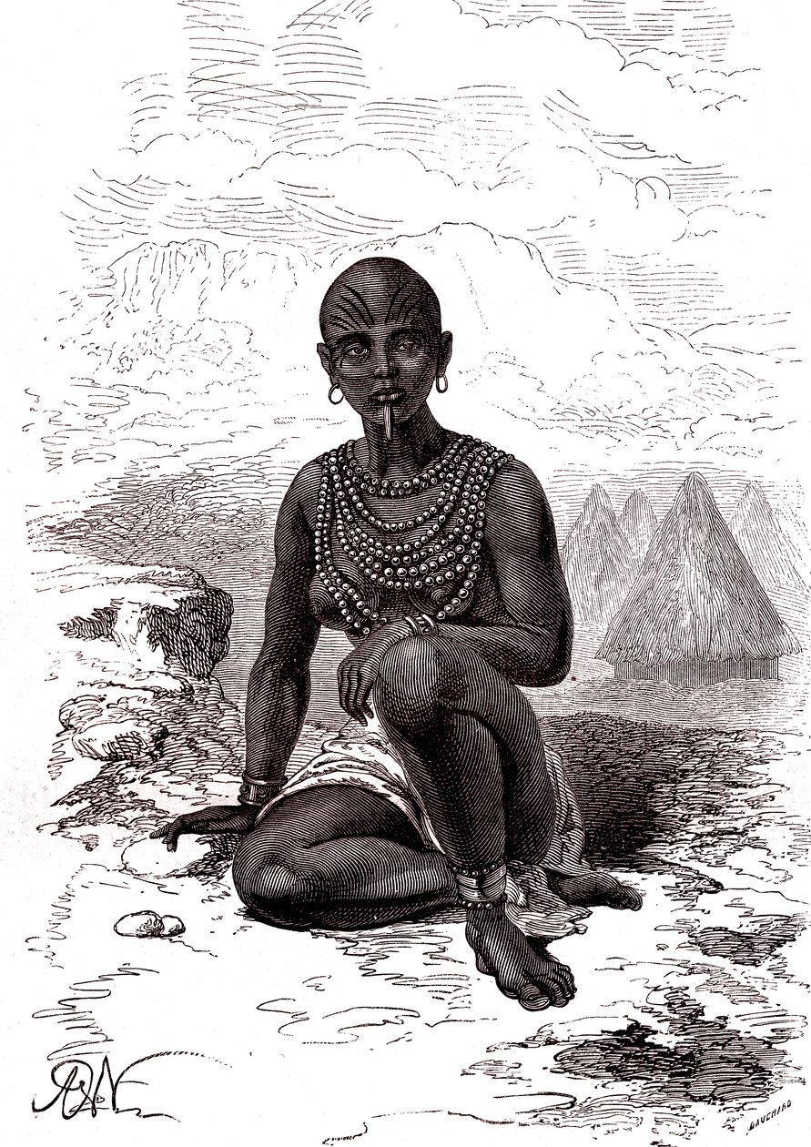 Latuka kabilesinin şefi Moy'un Bokke karısı, Güney Sudan by Alphonse Marie de Neuville