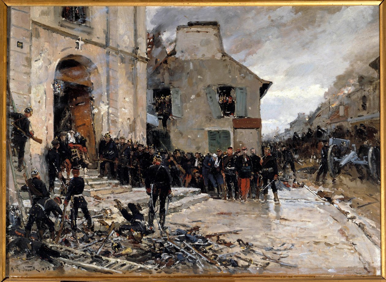 1870-1871 Savaşı ve Prusyalılar tarafından Paris kuşatması: “” Le battle du Bourget, 30/10/1870”” Resim Alphonse de Neuville (1835-1885) 1873 Güneş. 0,57x0,79 m. Paris, Musee d
