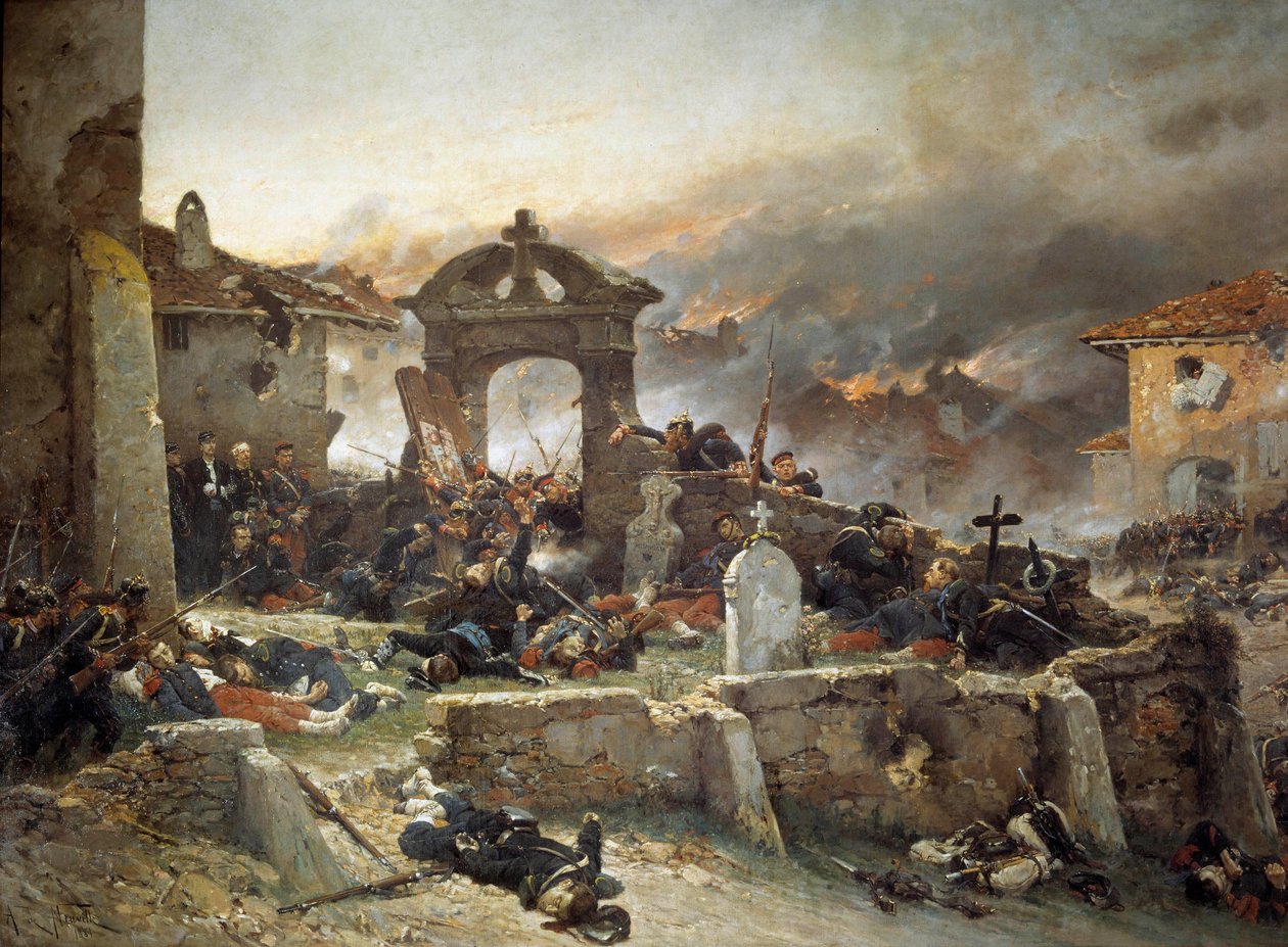 1870 Savaşı: “” Saint Privas mezarlığı, 18 Ağustos by Alphonse Marie de Neuville