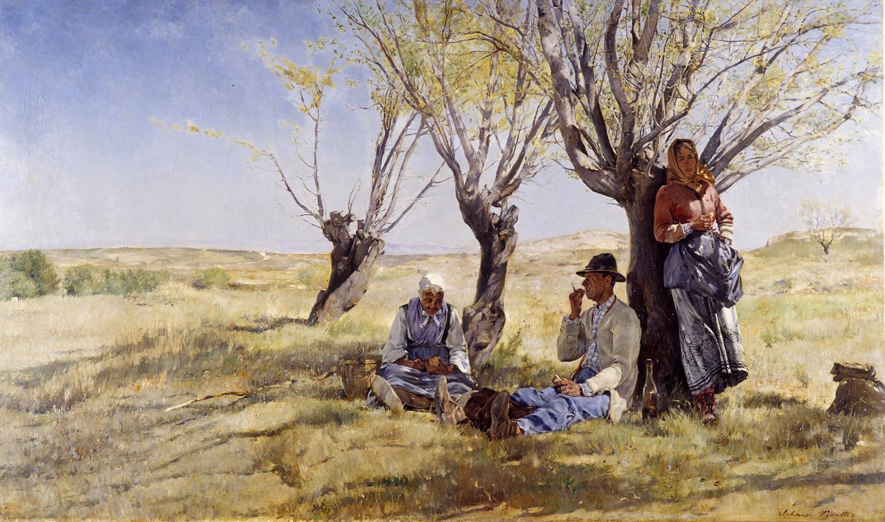 Lou Gousta, Açılar garrijindeki tat (Avignon) Alphonse Moutte (1840-1913) tablosu by Alphonse Moutte