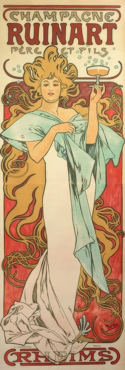 Şampanya Harabesi Baba ve Oğul by Alphonse Mucha