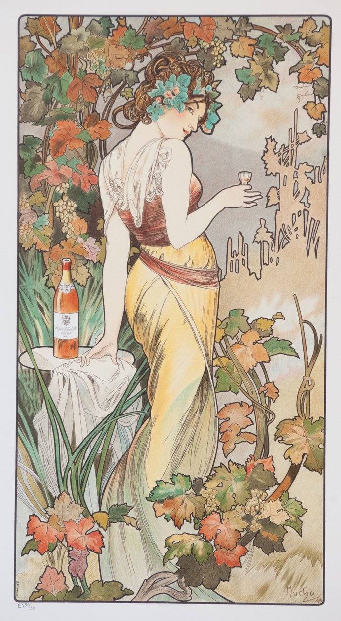 Konyak Bisquit, yaklaşık 1899 by Alphonse Mucha