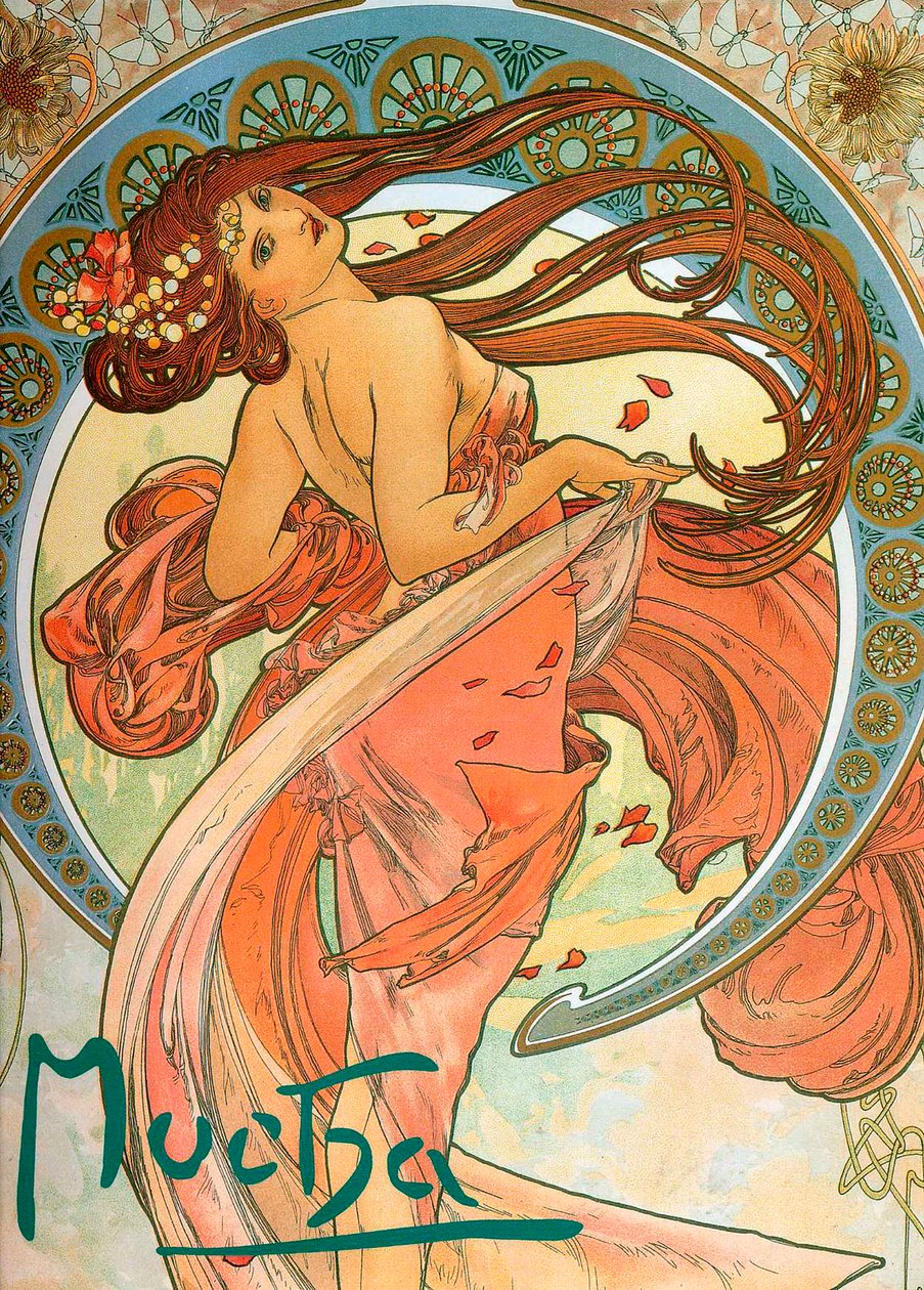 The Arts dizisinden dans, 1898 by Alphonse Mucha