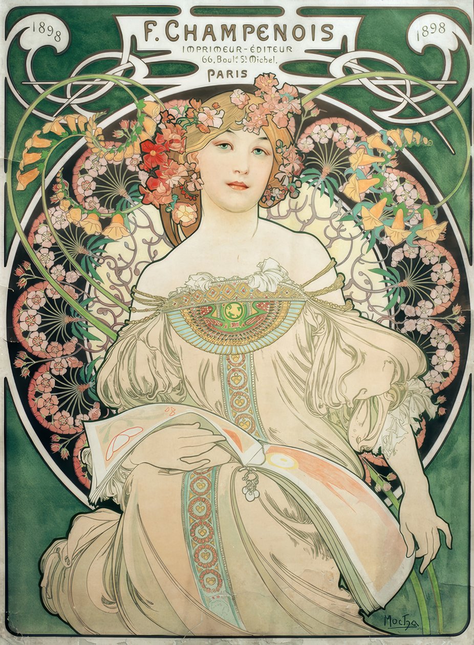 F. Champenois / Yazıcı - Yayıncı by Alphonse Mucha