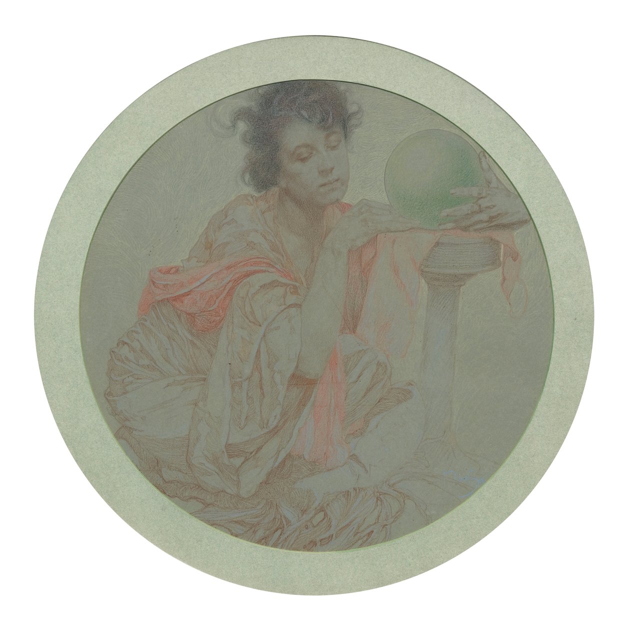 Kristal Küre ile Falcı. by Alphonse Mucha